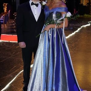 BLUE/SILVER PAGENT GOWN